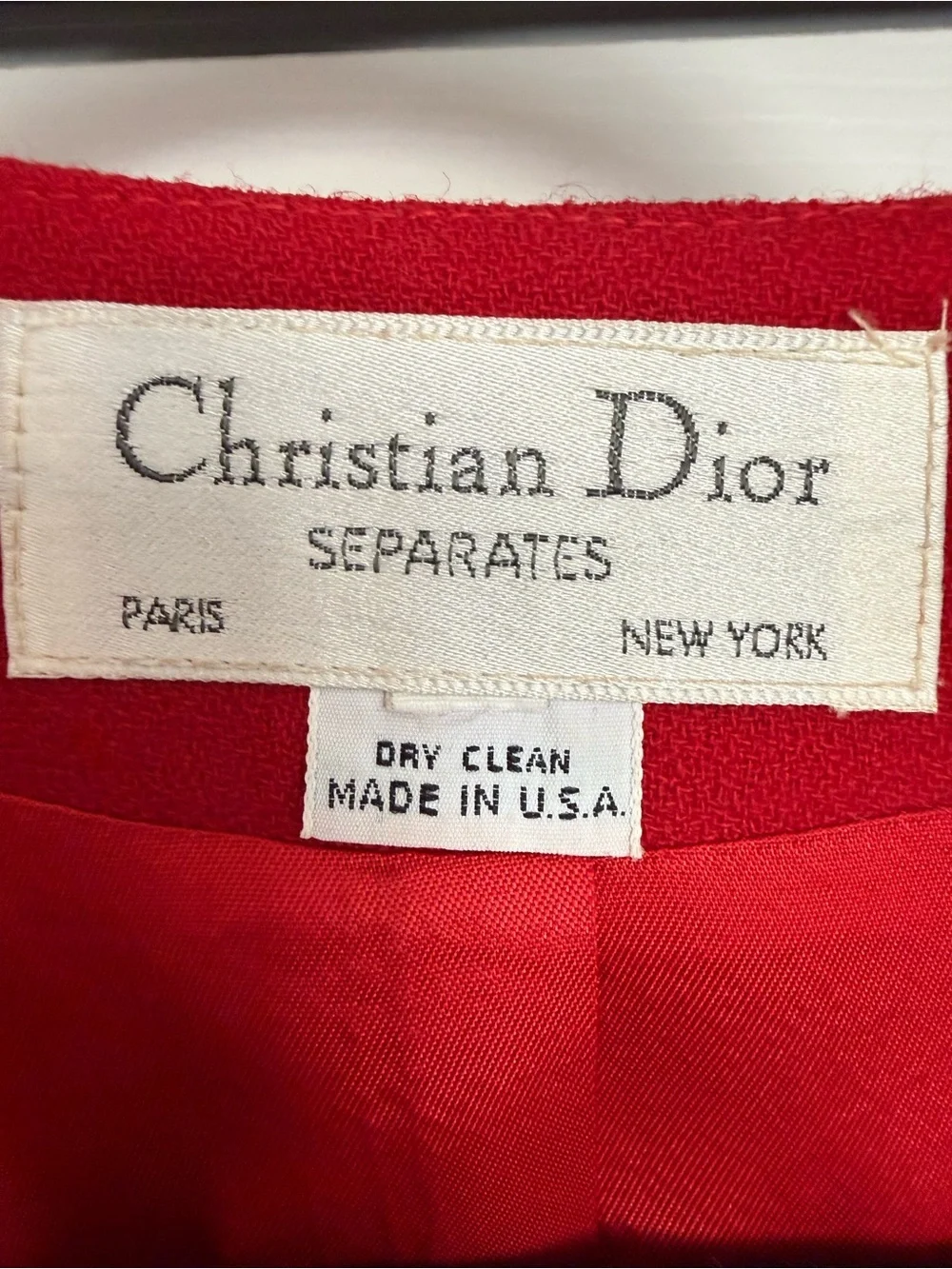 Vintage Christian Dior Red Wool Power Double Breast Blazer USA Paris NY